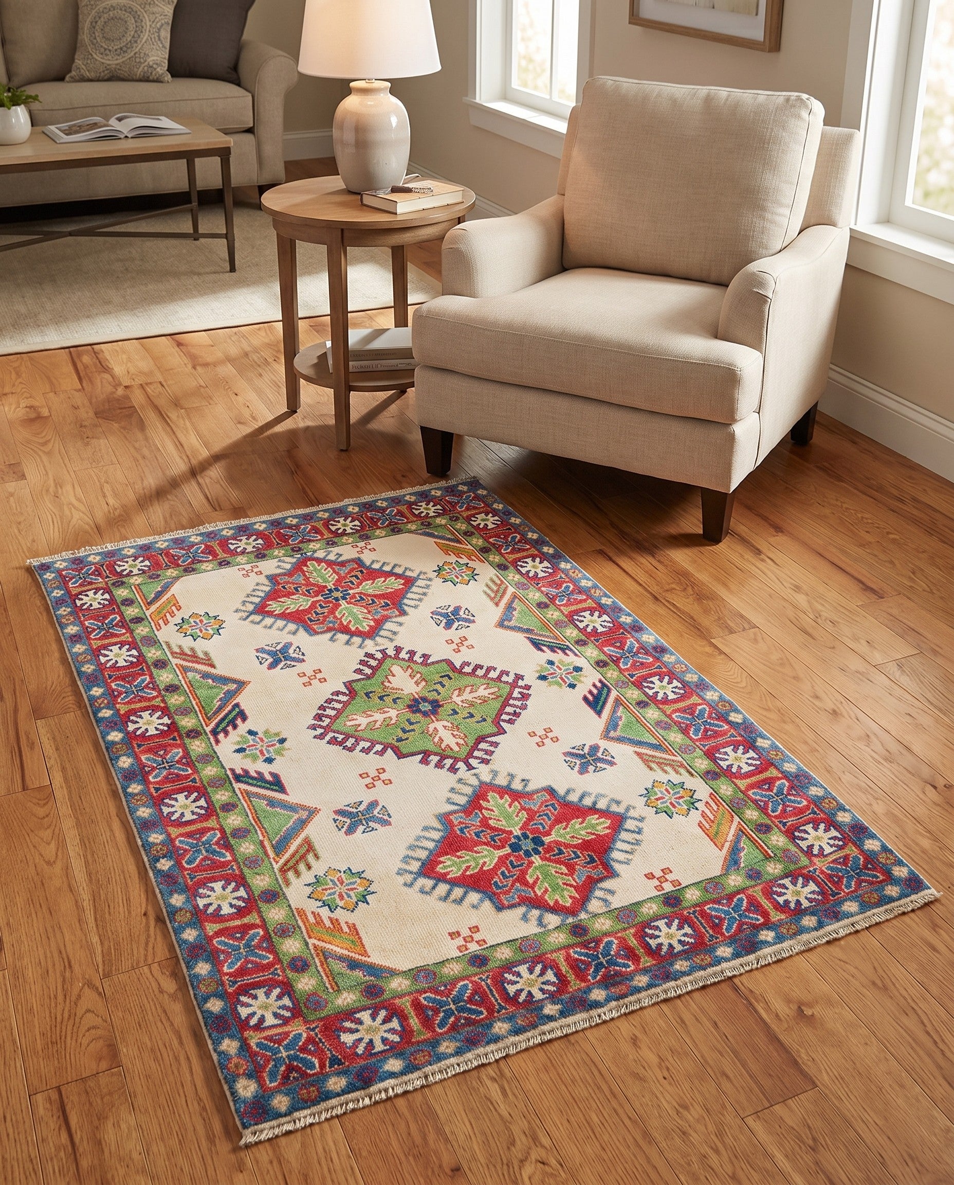 3' 3 x 4' 10 Hand Knotted Kazak Rug