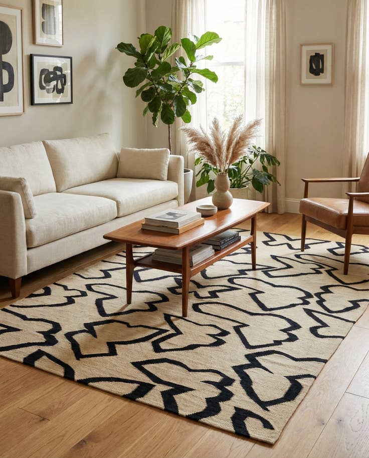 Detail image of 5' 1 x 6' 5 Hand Woven Kilim Modern Wool Rug