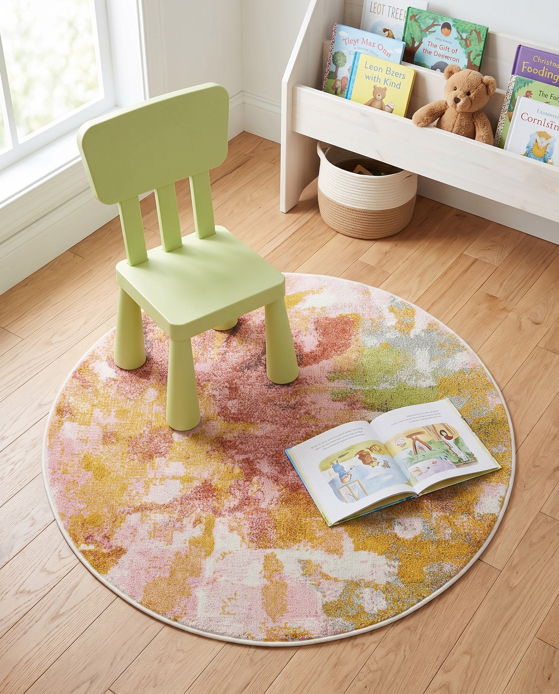 3' 3 x 3' 3 Abstract Whimsy Kids Round Rug