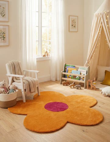 4' 1 x 4' 1 Happy Rugs Funky Flower Wool Round