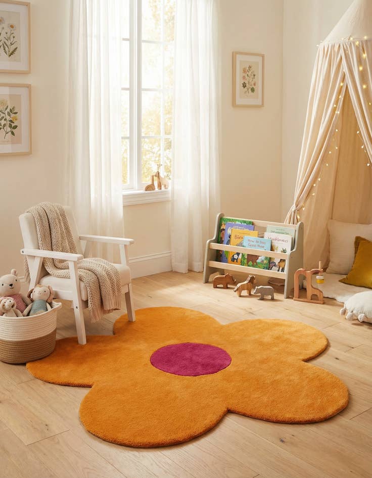 Detail image of  4' 1 x 4' 1 Happy Rugs Funky Flower Wool Round