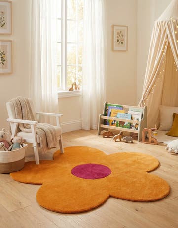 4' 1 x 4' 1 Happy Rugs Funky Flower Wool Round