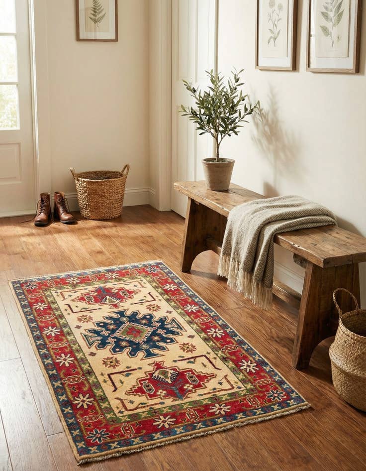 Detail image of 2' 8 x 4' 1  Hand Knotted Kazak Rug