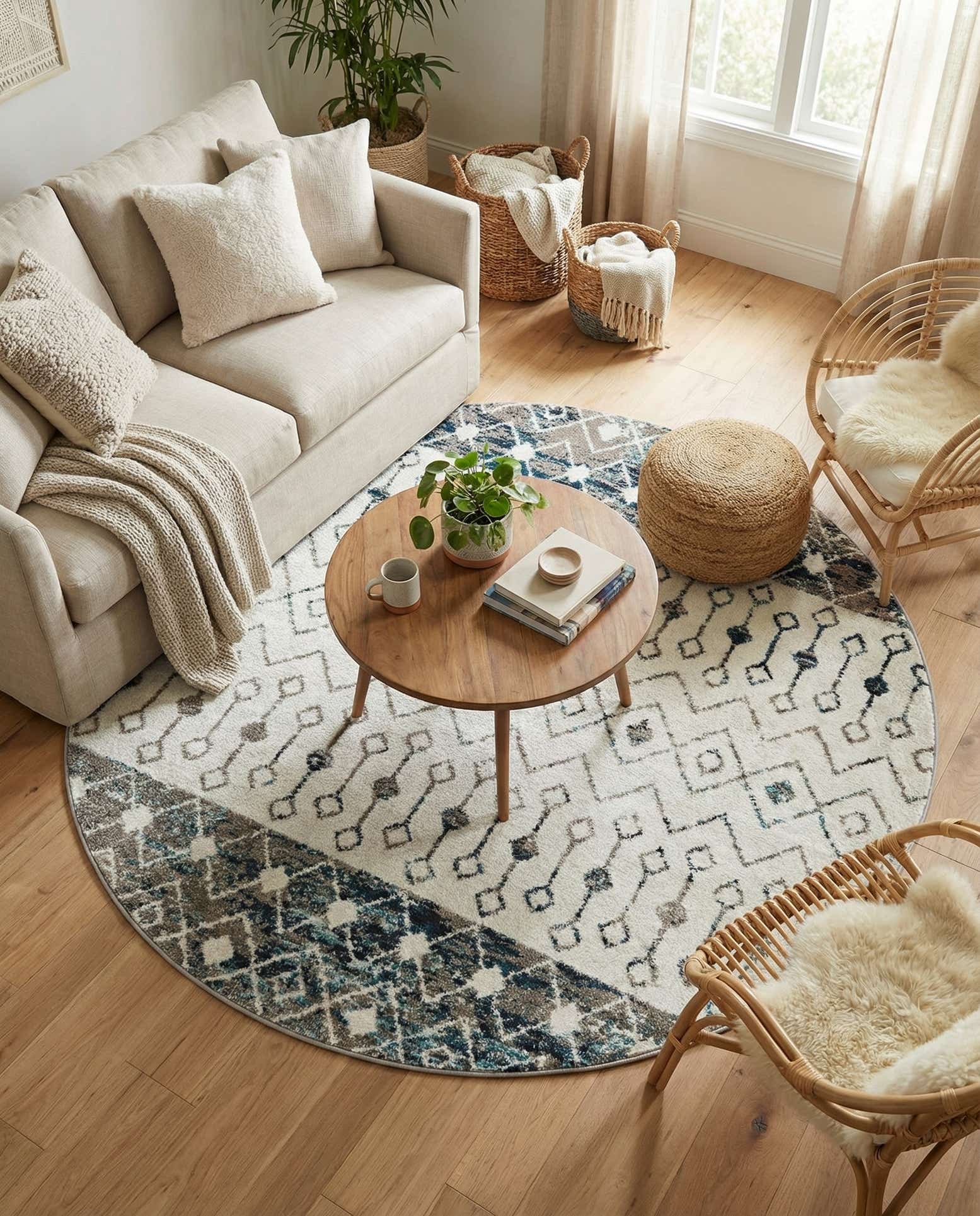 6' x 6' Moroccan Trellis Round Rug