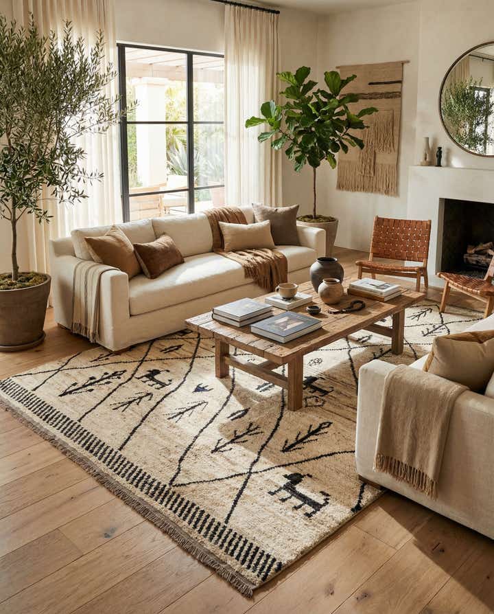 6' 9 x 9' 11 Hand Knotted Moroccan Wool Rug