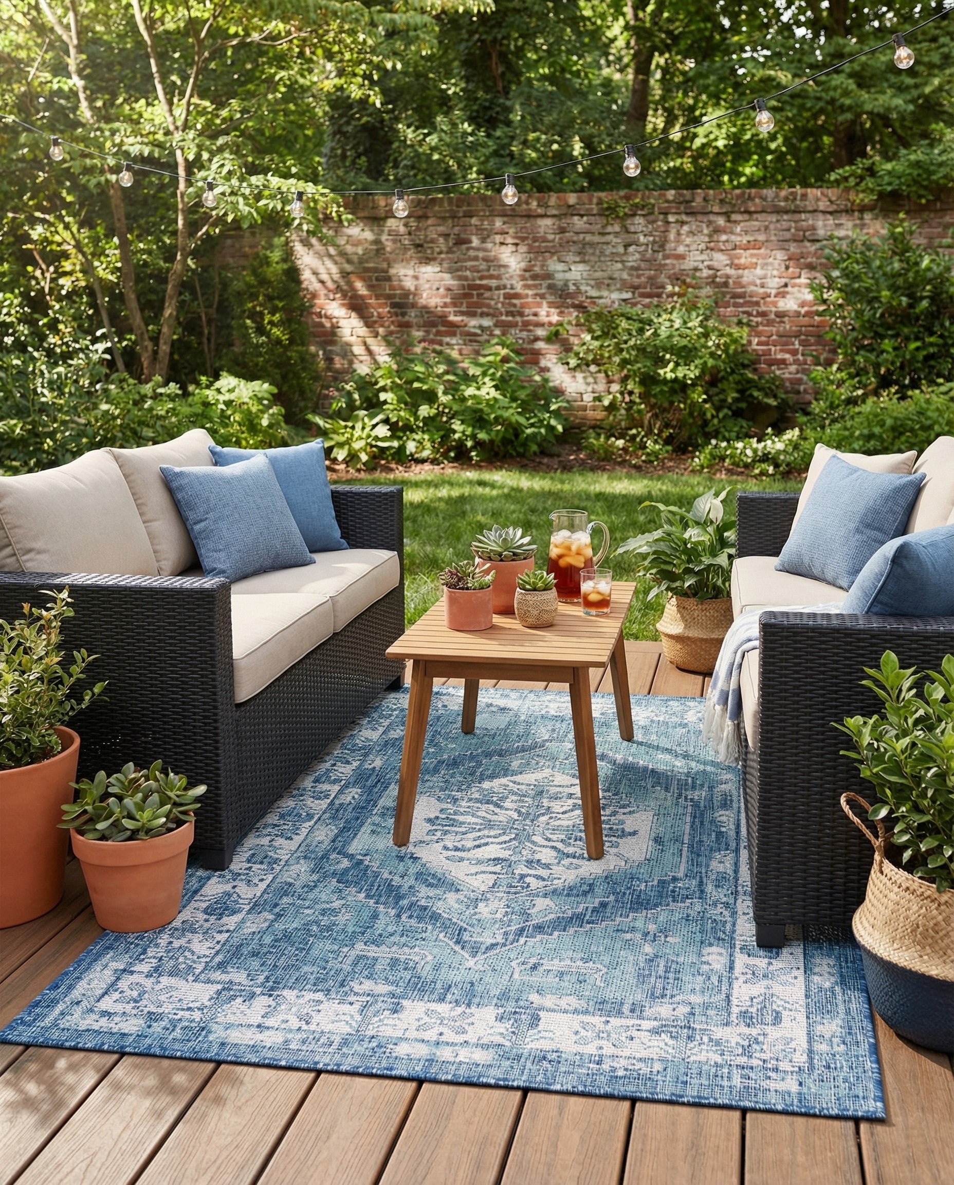  4' x 6'  Washable Traditional Indoor / Outdoor Rug