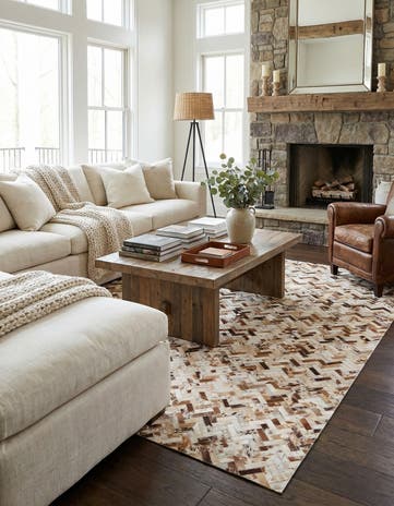 5' 2 x 8' Cowhide Leather Rug