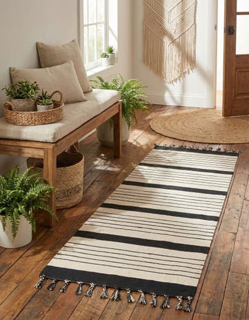 2' 7 x 10' Hand Woven Chindi Cotton Runner Rug