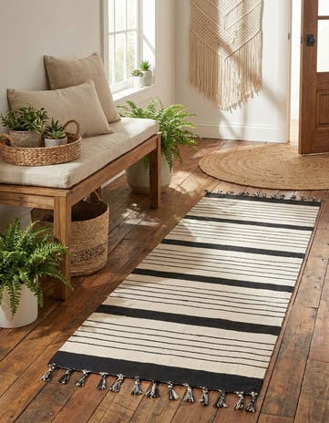 2' 7 x 10' Hand Woven Chindi Cotton Runner Rug