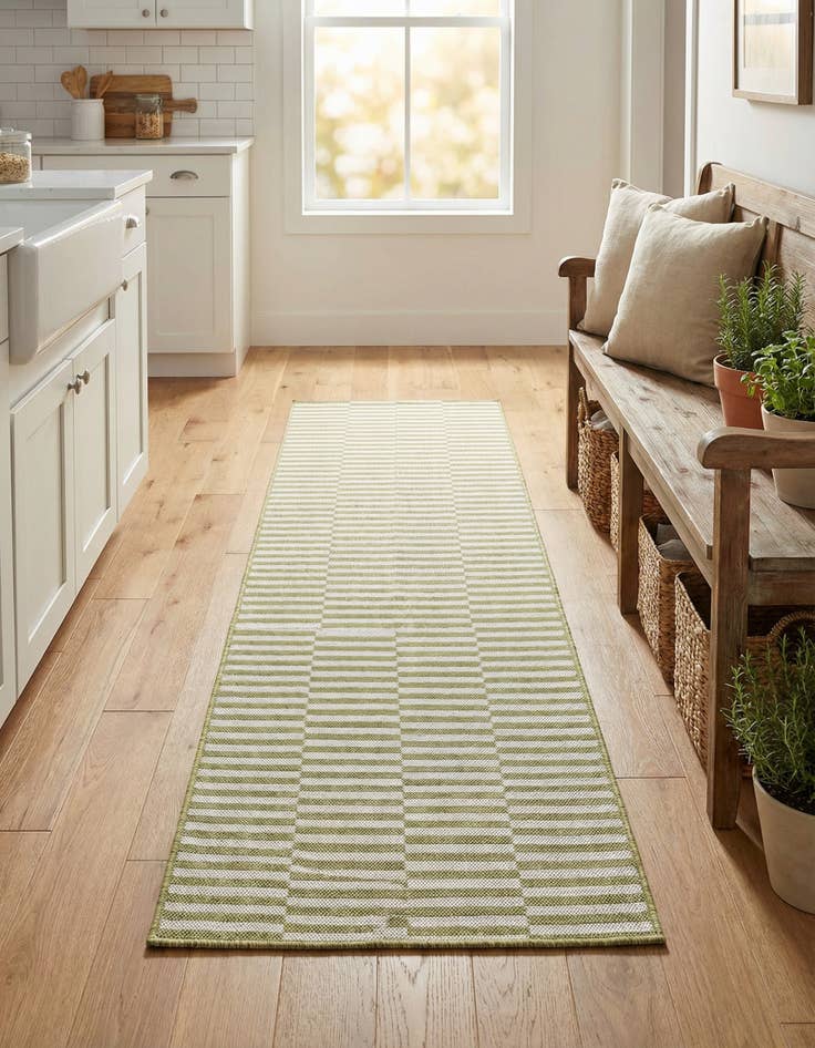 Detail image of 2' 7 x 10'  Washable Striped Indoor / Outdoor Runner Rug