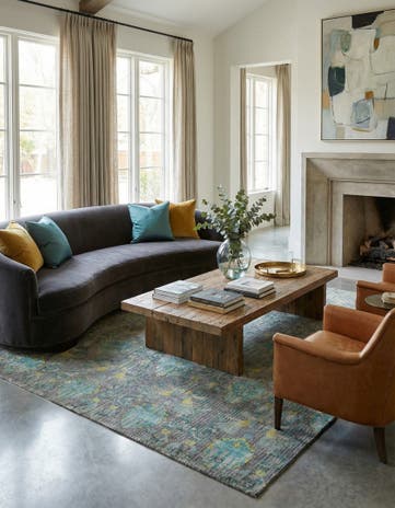 7' 11 x 9' 11 Hand Knotted Modern Manshu Rug