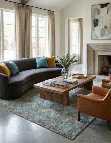 7' 11 x 9' 11 Hand Knotted Modern Manshu Rug