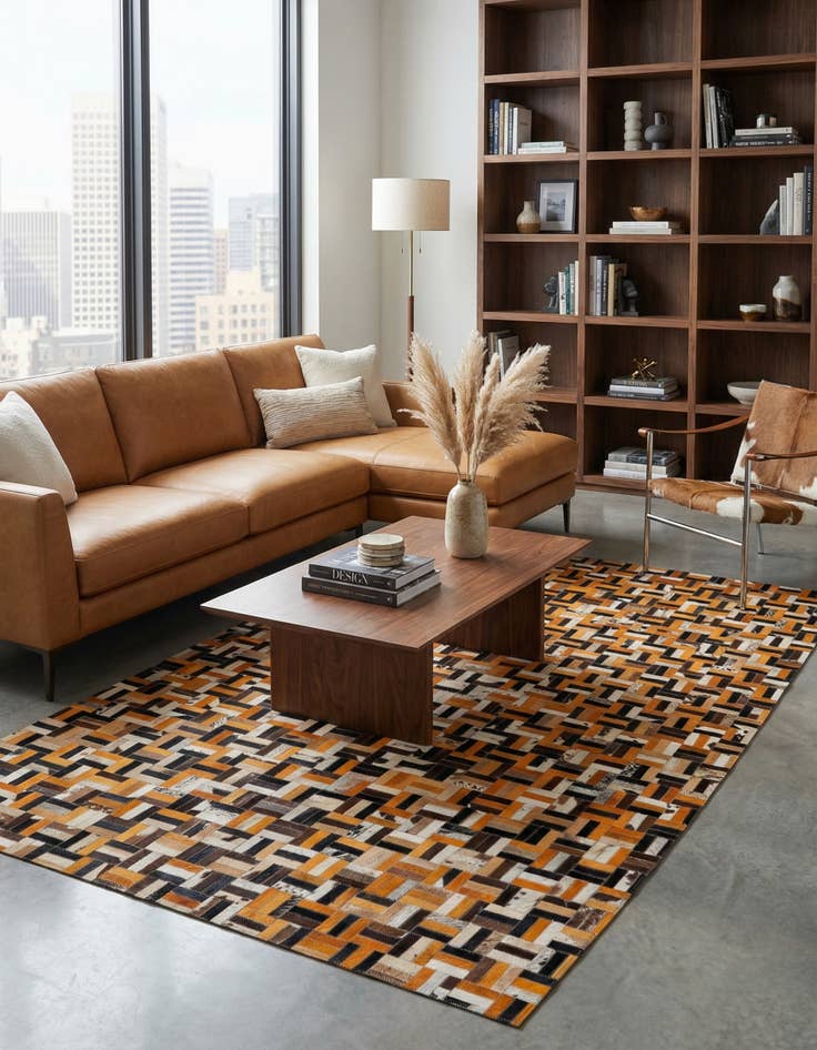 Detail image of  5' x 7' 11 Cowhide - Patchwork Rug