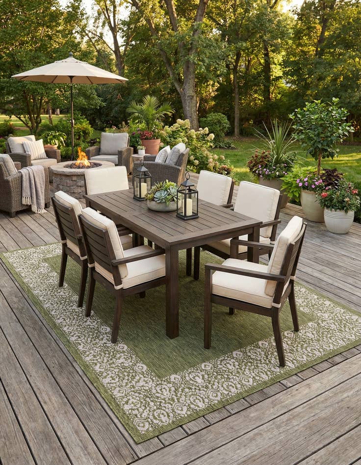 Detail image of  10' x 13'  Washable Border Indoor / Outdoor Rug