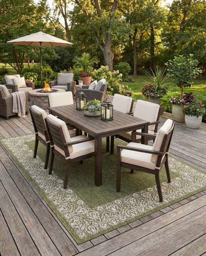 10' x 13' Easy-Clean Border Indoor / Outdoor Rug