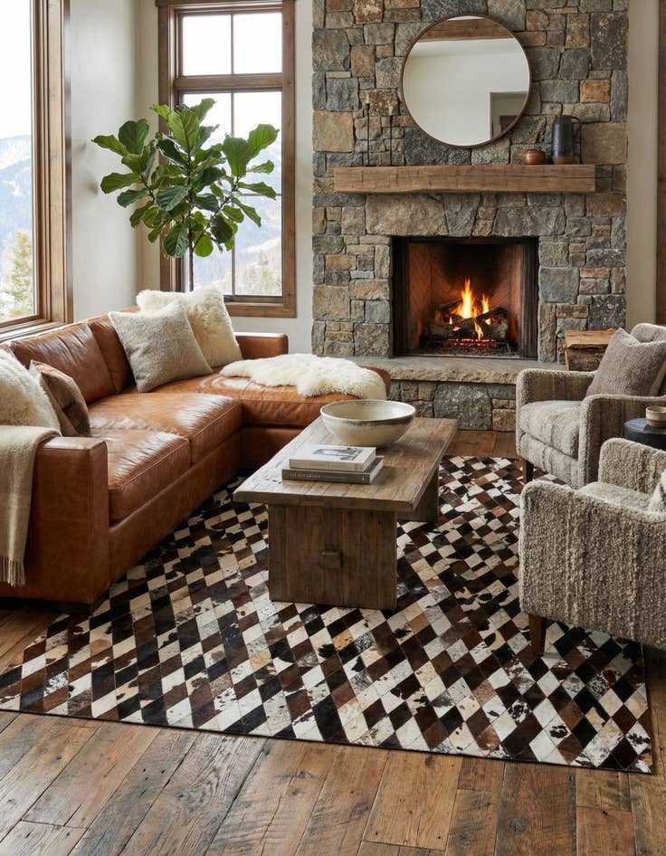 Detail image of  8' 1 x 10' 1 Cowhide Stocks Rug