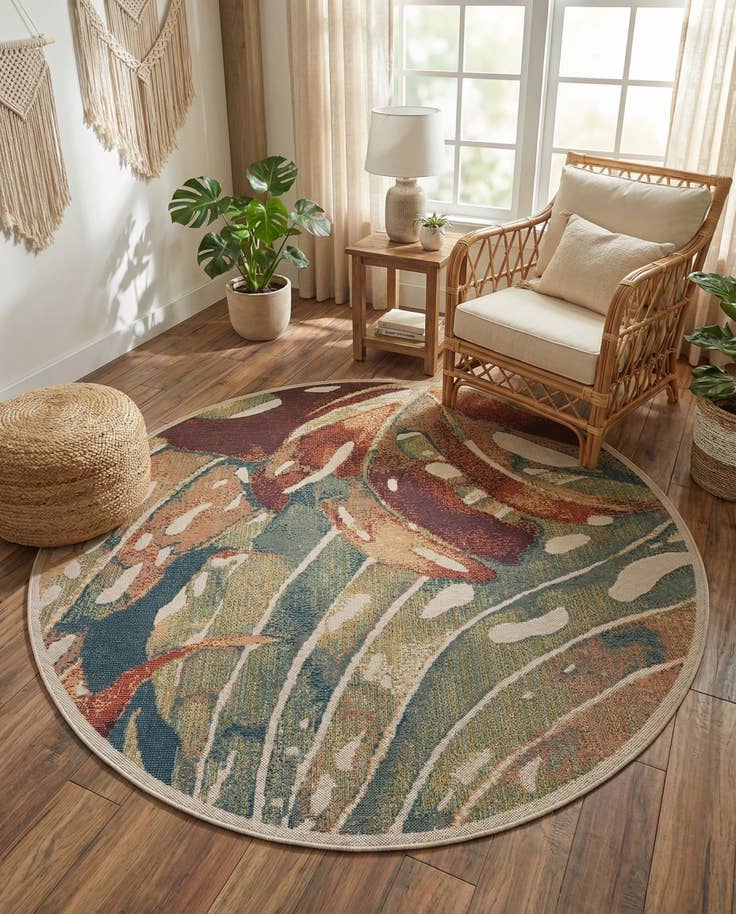 Detail image of 7' 10 x 7' 10 Easy-Clean Baja Indoor / Outdoor Round Rug