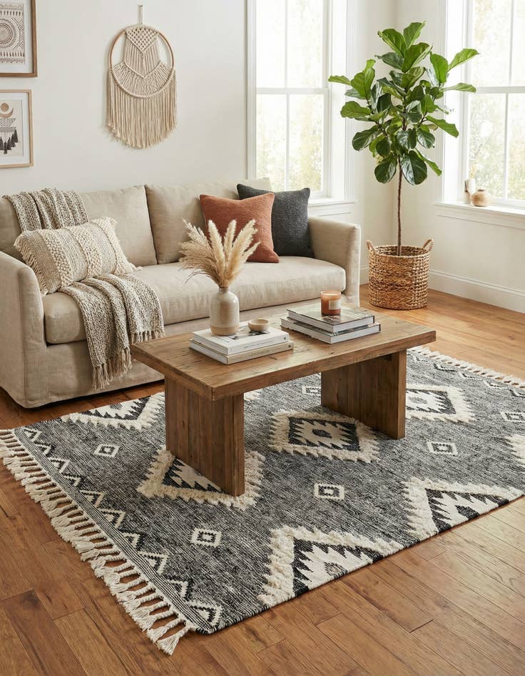 Detail image of 6' 1 x 9'  Hand Woven Arizona Wool Rug