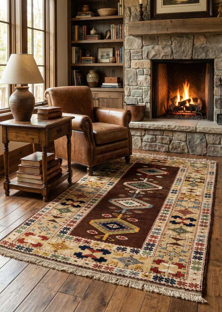 3' 7 x 6' 4 Hand Knotted Fars Wool Rug
