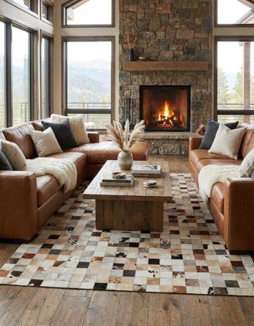 5' x 8' Cowhide Leather Rug