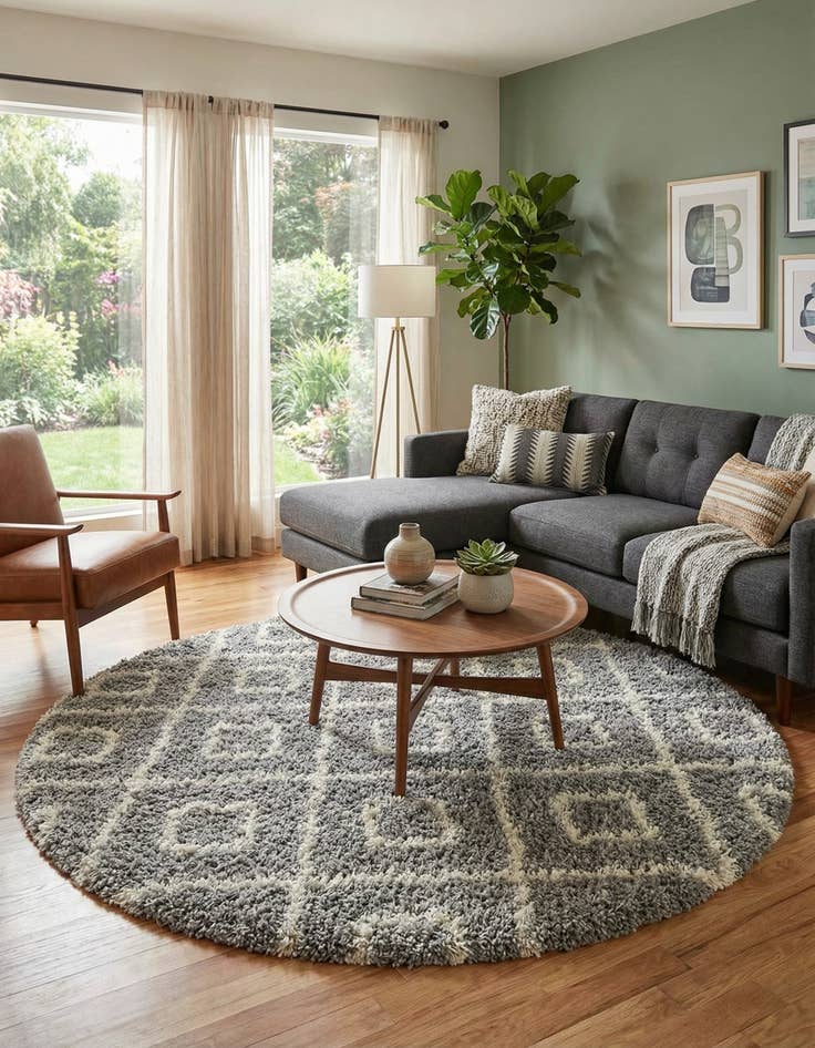 Detail image of 10' x 10' Trellis Shag Round Rug