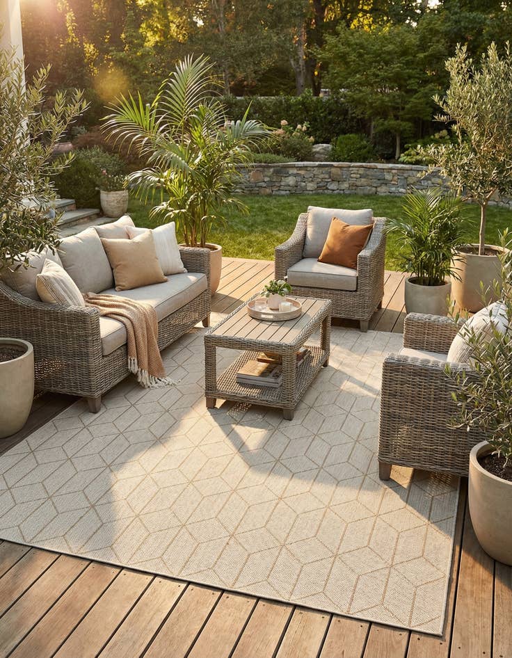 Detail image of 10' x 14' 1 Easy-Clean Trellis Indoor / Outdoor Rug
