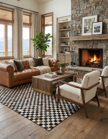 5' 1 x 8' 1 Cowhide Leather Rug