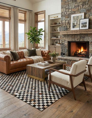 5' 1 x 8' 1 Cowhide Leather Rug