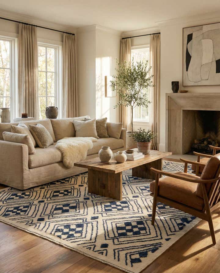 9' x 12' 2 Hand Knotted Moroccan Wool Rug