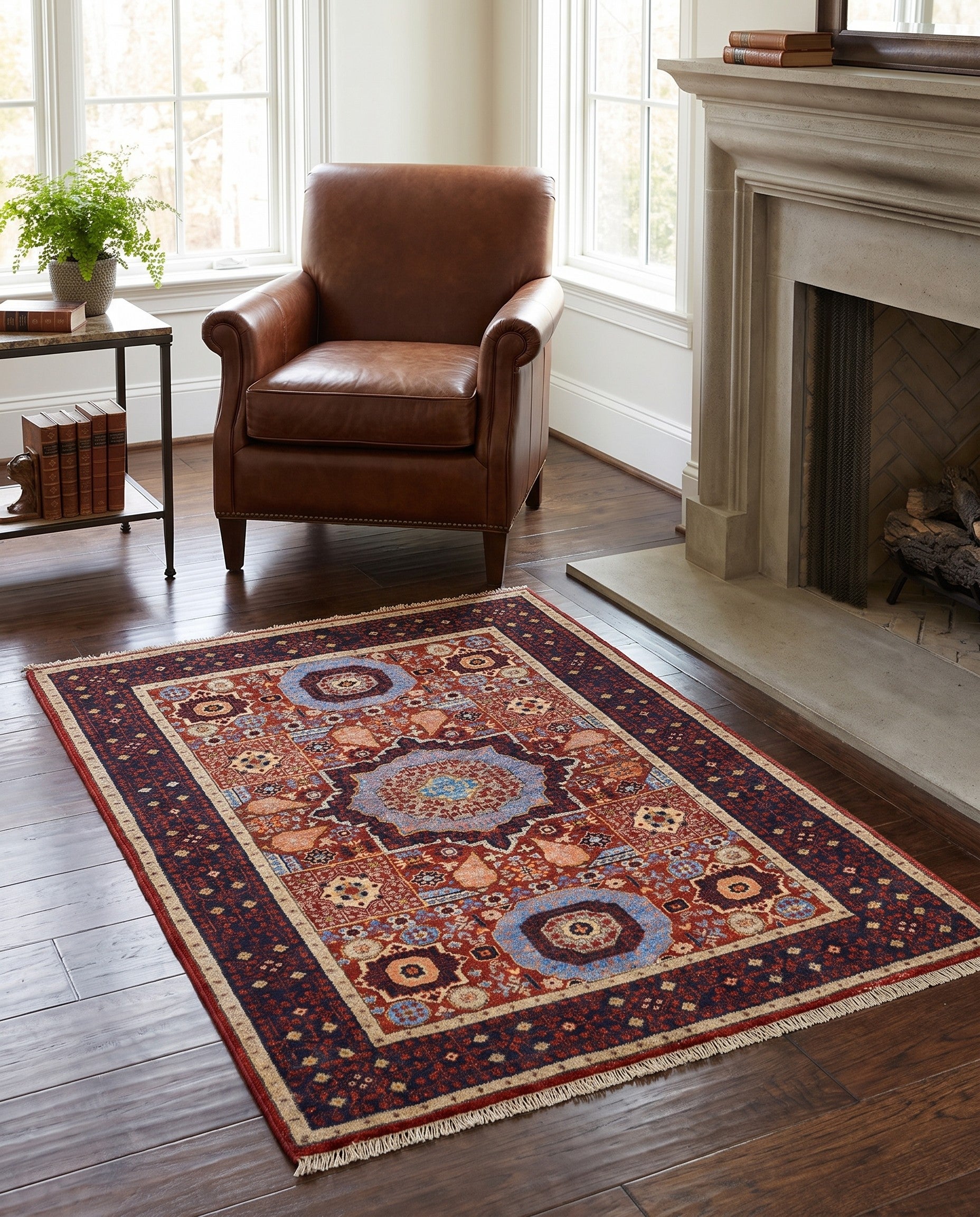 3' 5 x 5' Hand Knotted Mamluk Ziegler Rug
