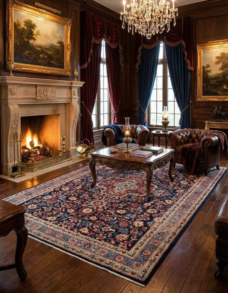 Detail image of 7' x 10' 6 Kashan Wool Rug