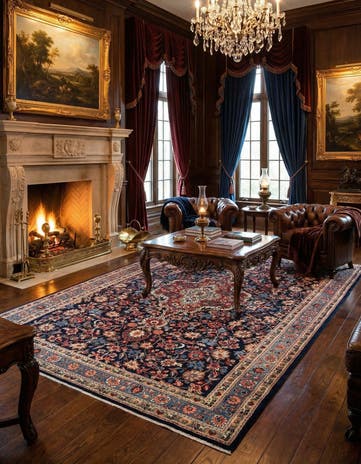 7' x 10' 6 Kashan Wool Rug