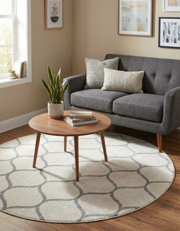 4' x 4' Lattice Frieze Round Rug