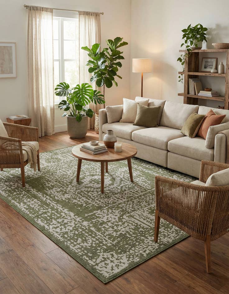 Detail image of 10' x 14'  Washable Traditional Indoor / Outdoor Rug