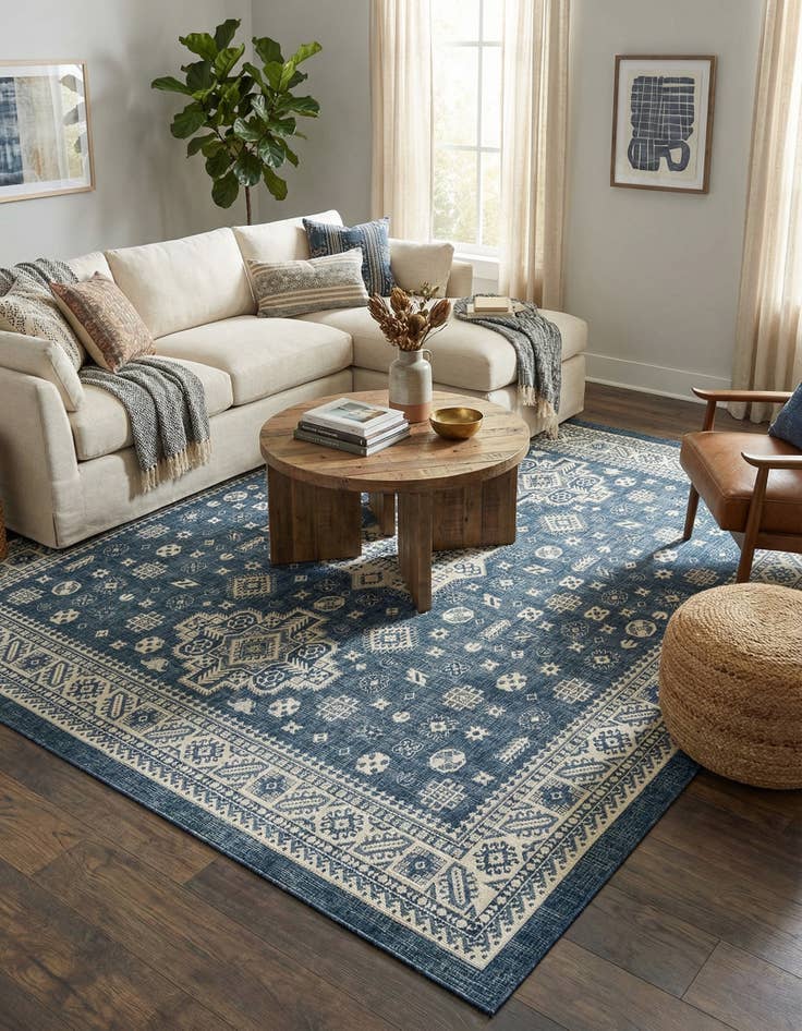 Detail image of  13' x 13'  Washable Aztec Indoor / Outdoor Square Rug