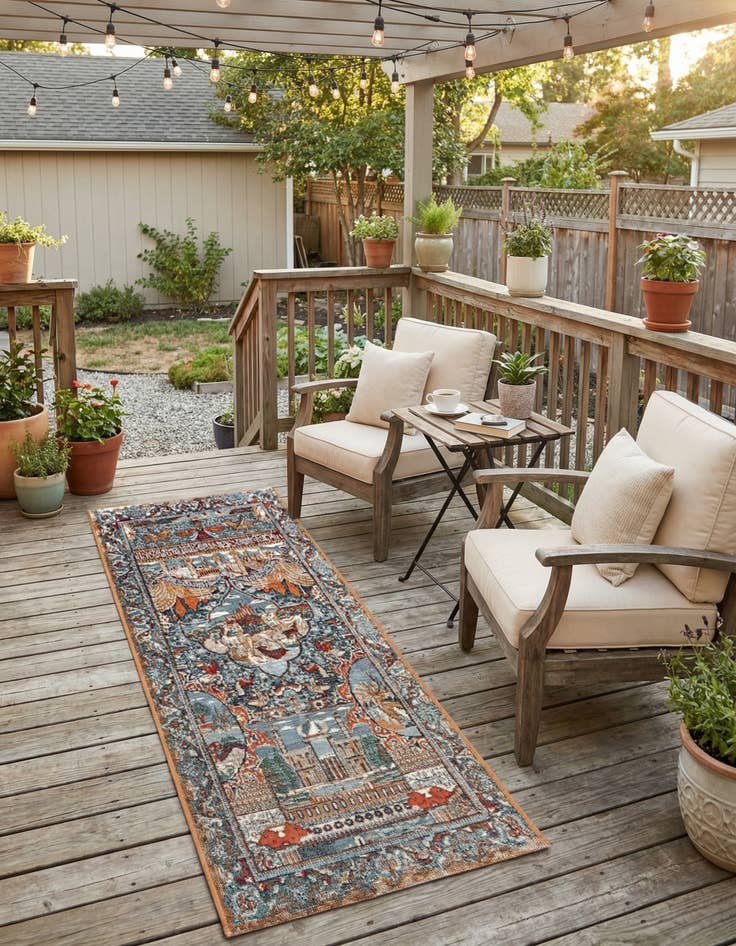 Detail image of 2' x 5'  Washable Traditional Indoor / Outdoor Runner Rug