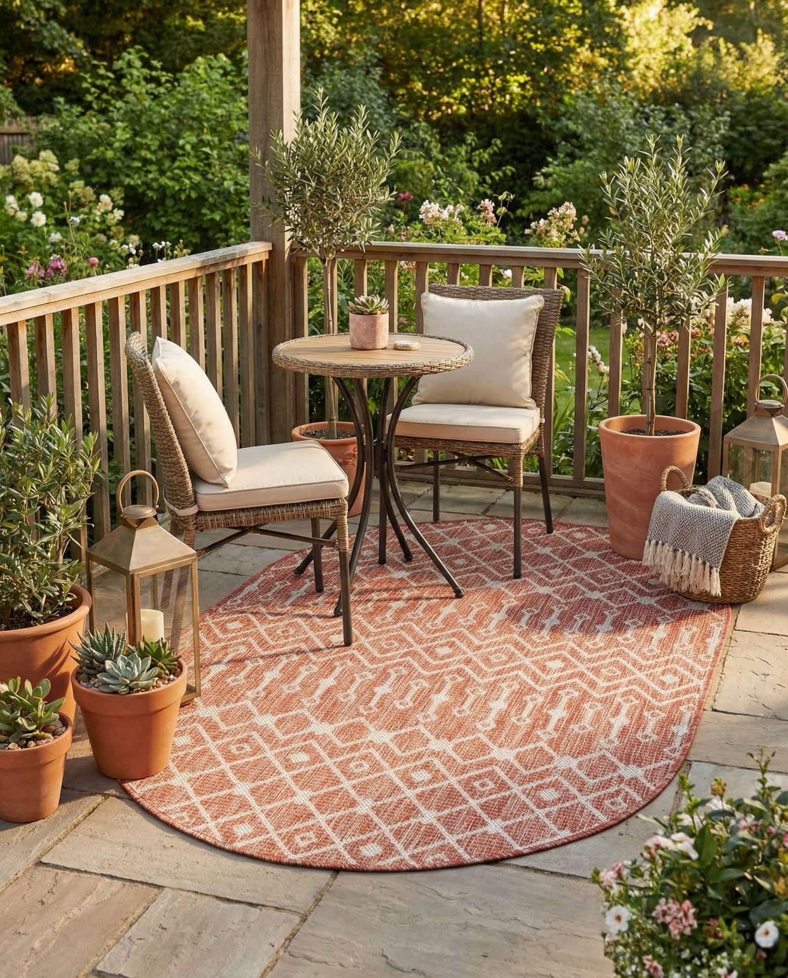 3' x 5' 3 Easy-Clean Trellis Indoor / Outdoor Oval Rug