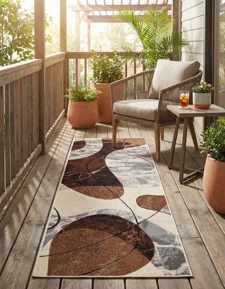 Detail image of 2' x 6' Easy-Clean Modern Indoor / Outdoor Runner Rug
