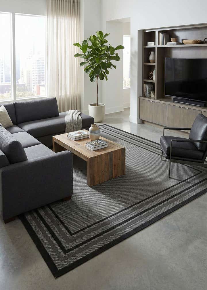 9' x 12' Easy-Clean Border Indoor / Outdoor Rug