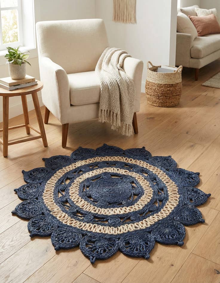 Detail image of 3' 1 x 3' 1  Hand Braided Jute Round Rug