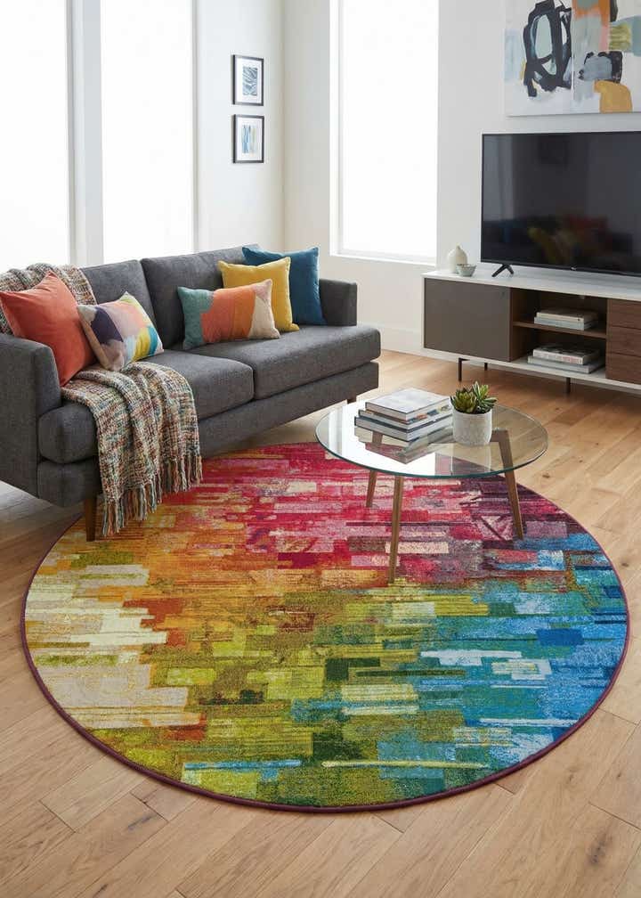 5' x 5' Easy-Clean Modern Indoor / Outdoor Round Rug