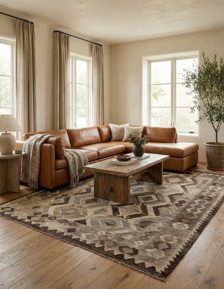 Detail image of 5' 3 x 6' 8 Hand Woven Kilim Maymana Wool Rug