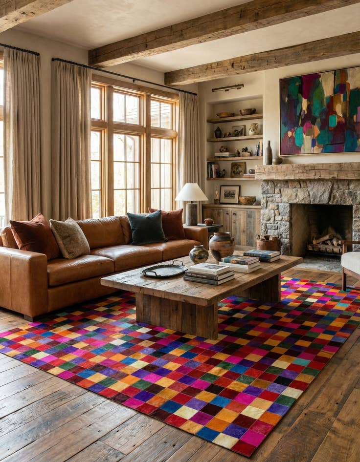 Detail image of 8' x 9' 11 Cowhide - Patchwork Rug