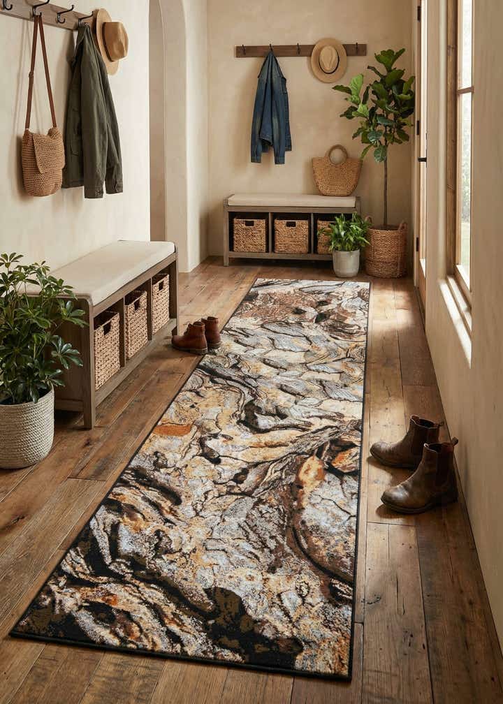 2' 7 x 12' Easy-Clean Modern Indoor / Outdoor Runner Rug