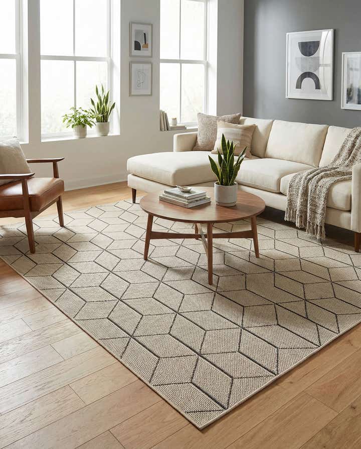 5' 3 x 8' Easy-Clean Lattice Indoor / Outdoor Rug