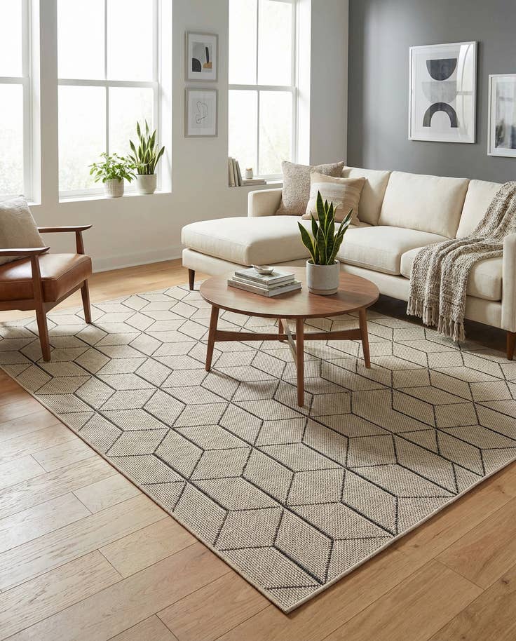 Detail image of 5' 3 x 8' Easy-Clean Lattice Indoor / Outdoor Rug