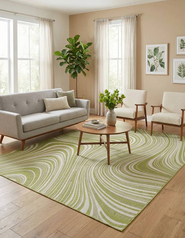 Detail image of 7' 10 x 11'  Washable Modern Indoor / Outdoor Rug