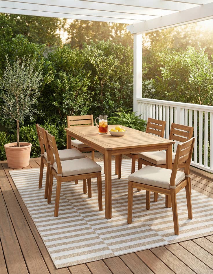 Detail image of 5' 3 x 7' Easy-Clean Striped Indoor / Outdoor Rug