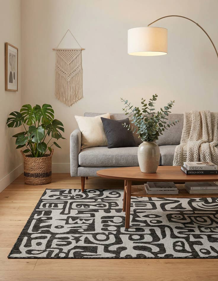 Detail image of 5' 3 x 7'  Washable Modern Indoor / Outdoor Rug