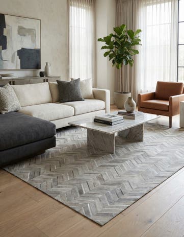 5' x 8' 1 Cowhide Leather Rug